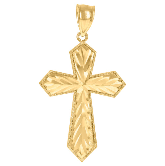 10K Yellow Gold Unisex Passion Cross Religious Charm Pendant