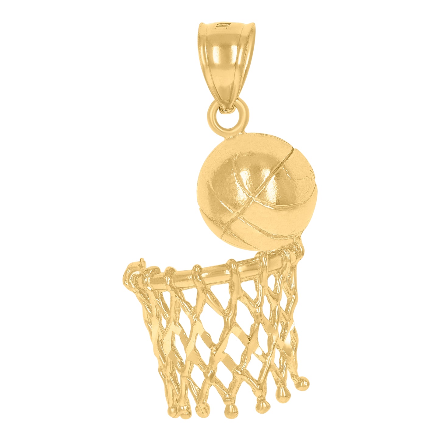 10K Yellow Gold Mens Basket Ball Sports Charm Pendant