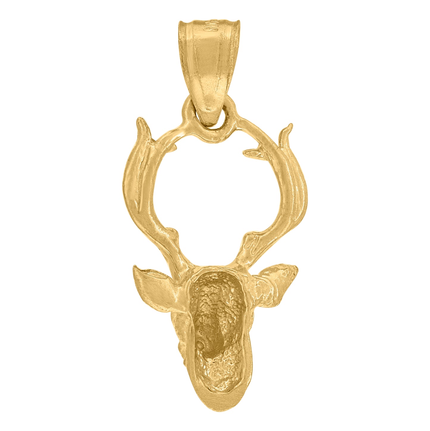 10K Yellow Gold Womens Mens Unisex Deer Head Charm Pendant