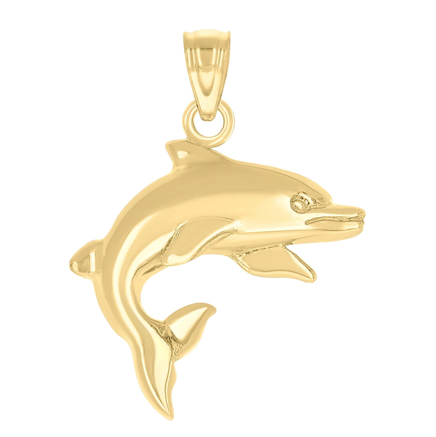 10K Yellow Gold Womens Jumping Dolphin Charm Pendant