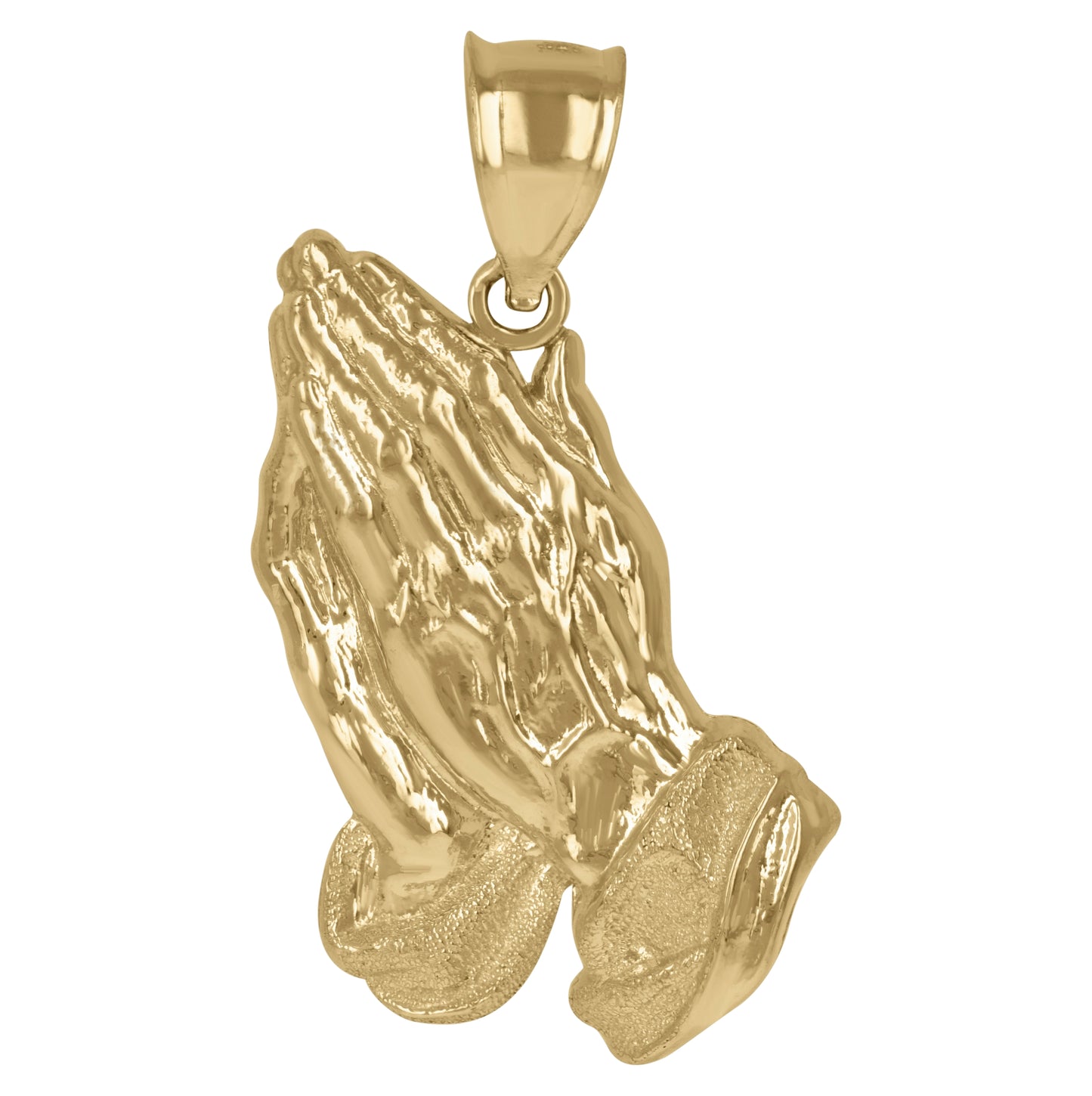 10K Two-Tone Gold Mens Praying Hands Religious Charm Pendant