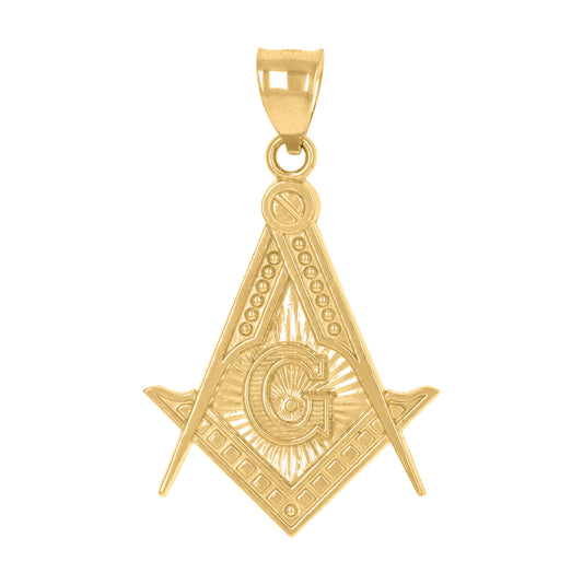 10K Two-Tone Gold Mens Masonic Freemasonry Occupation Charm Pendant