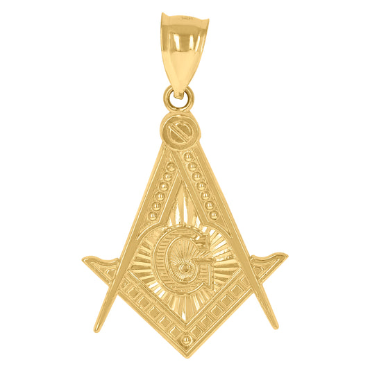 10K Two-Tone Gold Mens Masonic Freemasonry Occupation Charm Pendant