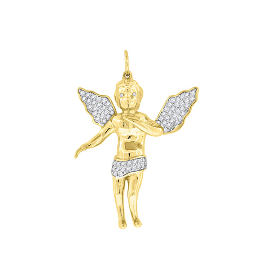 Sterling Silver Mens Cubic Zirconia Religious Praying Angel Charm Pendant