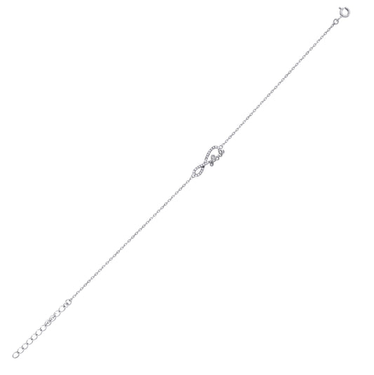 Sterling Silver Womens Cubic Zirconia Rolo Link Infinity Love Bracelet