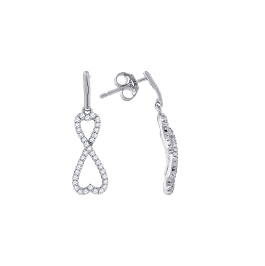 Sterling Silver Womens Cubic Zirconia Infinity Dangle Earrings