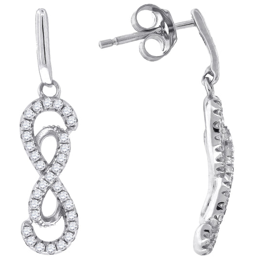 Sterling Silver Womens Cubic Zirconia Infinity Dangle Earrings