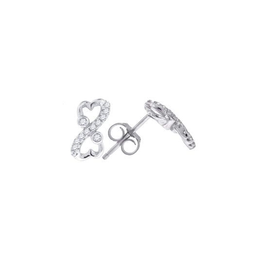 Sterling Silver Womens Cubic Zirconia Infinity Stud Earrings