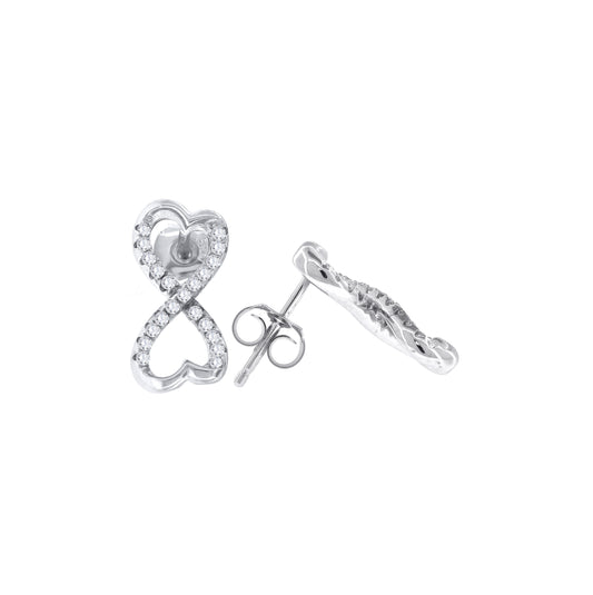 Sterling Silver Womens Cubic Zirconia Infinity Stud Earrings