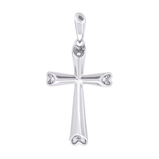 Sterling Silver Unisex Cubic-Zirconia Cross Religious Charm Pendant