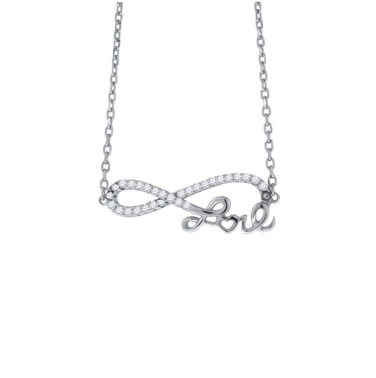 Sterling Silver Women Cubic Zirconia Rolo Link Infinity Necklace