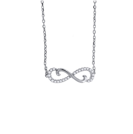 Sterling Silver Women Cubic Zirconia Rolo Link Infinity Necklace