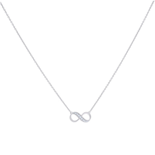 Sterling Silver Women Cubic Zirconia Rolo Link Infinity Necklace