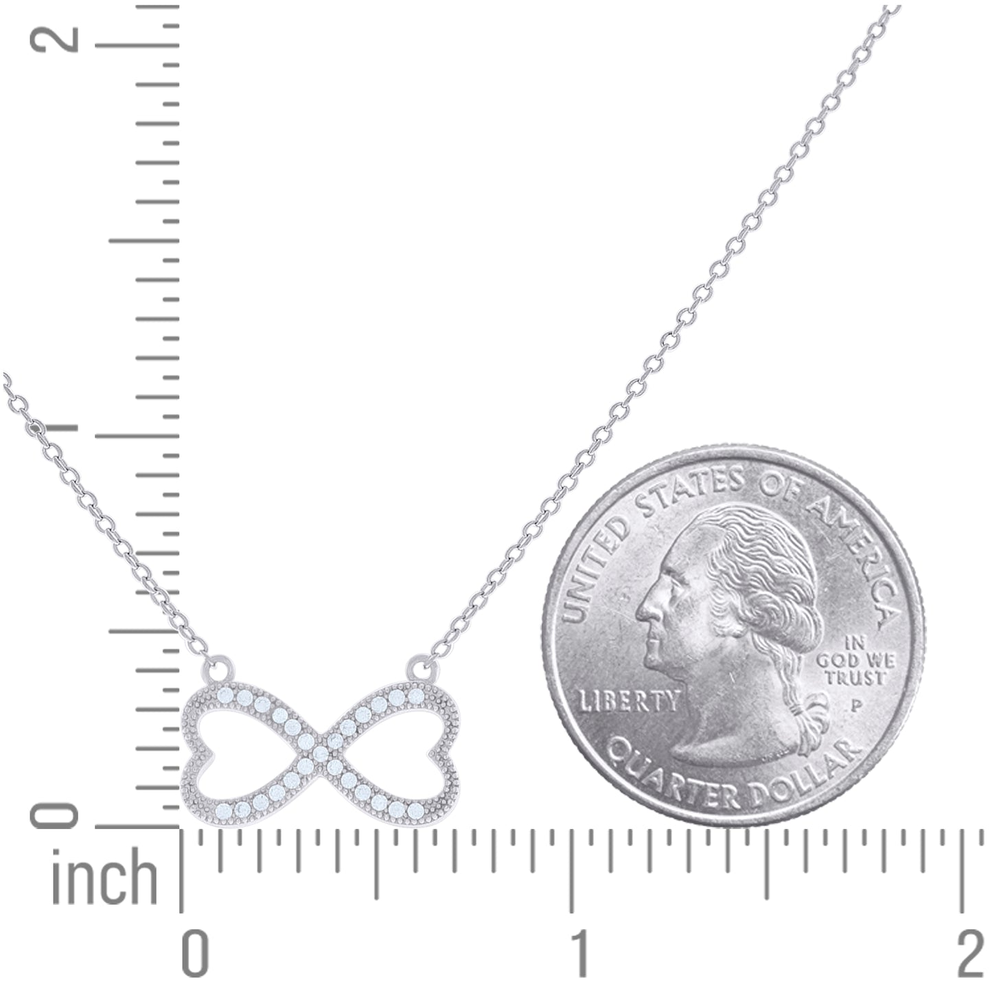 Sterling Silver Women Cubic Zirconia Rolo Link Infinity Necklace