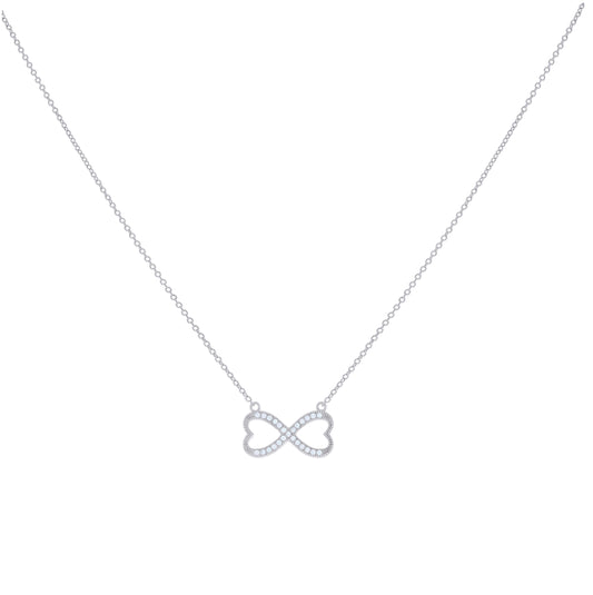 Sterling Silver Women Cubic Zirconia Rolo Link Infinity Necklace