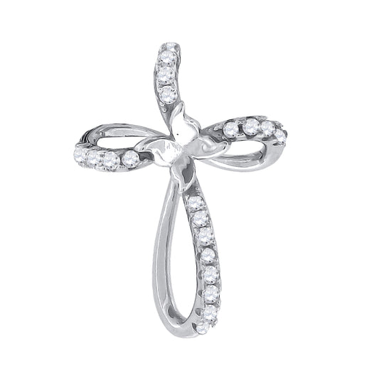 Sterling Silver Unisex Cubic-Zirconia Cross Religious Charm Pendant