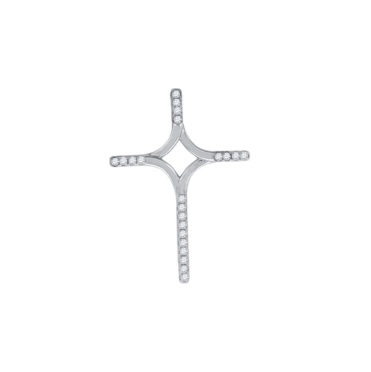 Sterling Silver Womens Cubic Zirconia Cross Religious Charm Pendant