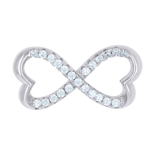 Sterling Silver Womens Cubic Zirconia Infinity Heart Charm Pendant