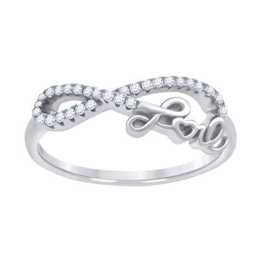 Sterling Silver Womens Cubic-Zirconia Infinity Love Heart Bridal Anniversary Wedding Engagement Band Ring