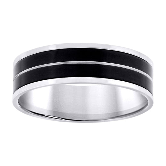 Stainless Steel Black-tone Mens 7mm Sizes 7 - 14 Comfort-Fit Bridal Anniversary Engagement Wedding Band Ring