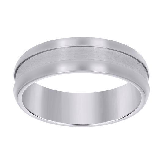 Stainless Steel Mens Center Brushed Grooved Sizes 7 - 14 Comfort-Fit Fashion Bridal Anniversary Wedding Engagement Band Ring