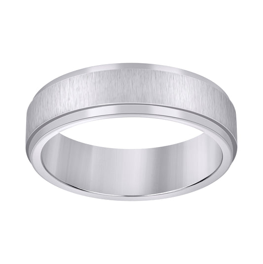 Stainless Steel Mens Center Brushed Step Edges Sizes 7 - 14 Comfort-Fit Fashion Bridal Anniversary Wedding Engagement Band Ring