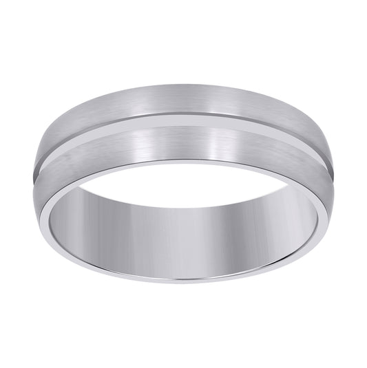 Stainless Steel Mens Center Grooved Side Brushed Sizes 7 - 14 Comfort-Fit Fashion Bridal Anniversary Wedding Engagement Band Ring