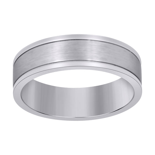 Stainless Steel Men's Center Brushed Step Edges Sizes 7 - 14 Comfort-Fit Fashion Bridal Anniversary Wedding Engagement Band Ring