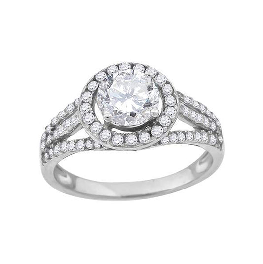 Sterling Silver Womens Cubic Zirconia Sizes 6-10 Round Center Stone Bridal Wedding Engagement Anniversary Band Ring