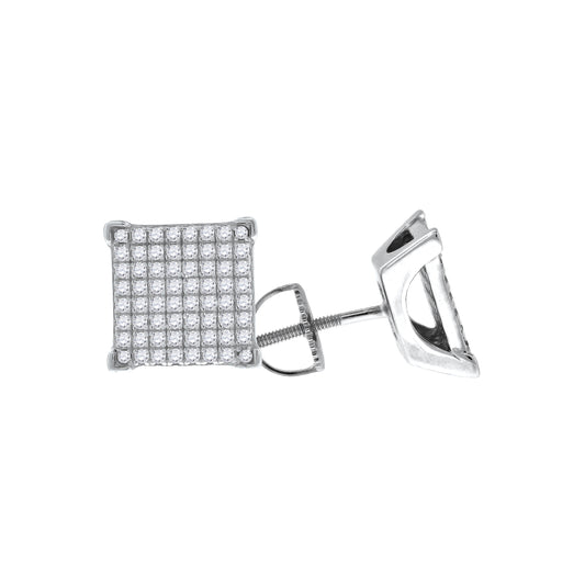 Sterling Silver Womens Cubic Zirconia Square Stud Earrings