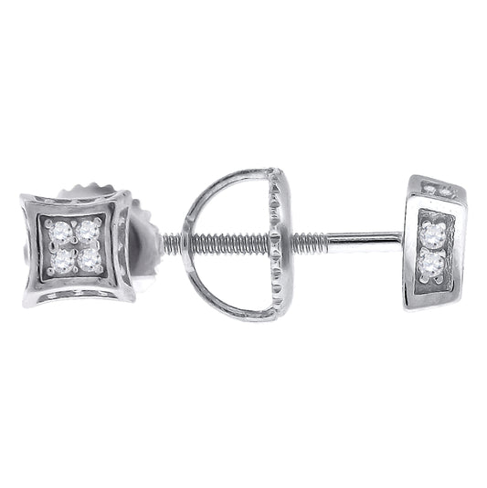 Sterling Silver Unisex Cubic Zirconia Kite Stud Earrings