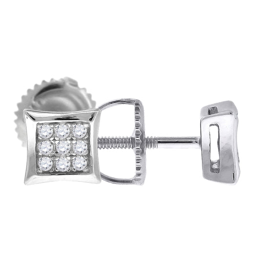 Sterling Silver Unisex Cubic Zirconia Kite Stud Earrings