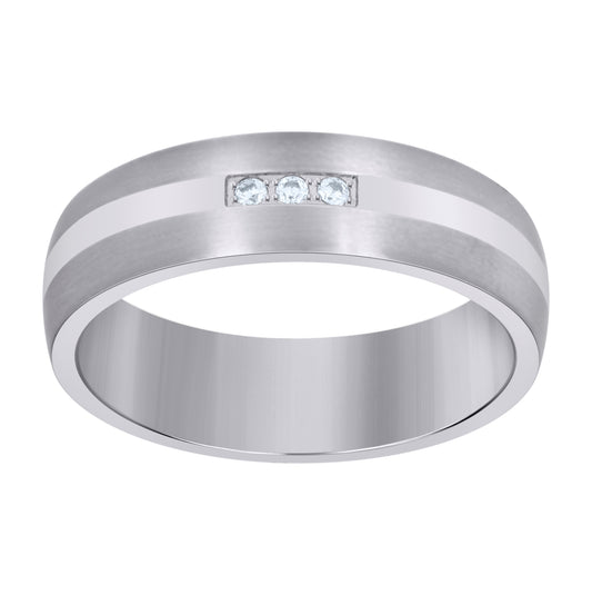 Stainless Steel Mens Cubic Zirconia Center Polished Sizes 7 - 14 Comfort-Fit Fashion Bridal Anniversary Wedding Engagement Band Ring