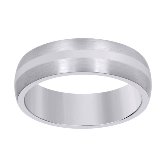 Stainless Steel Mens Center Polished Side Brushed Sizes 7 - 14 Comfort-Fit Fashion Bridal Anniversary Wedding Engagement Band Ring