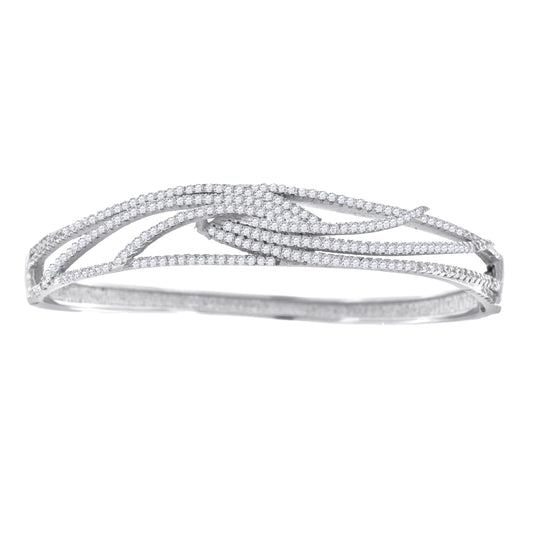 Sterling Silver Womens Micropave Cubic Zirconia Fashion Bangle