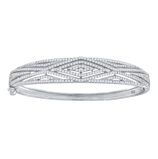 Sterling Silver Womens Micropave Cubic Zirconia Fashion Waves Bangle