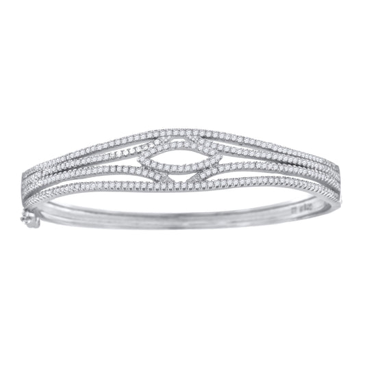 Sterling Silver Womens Micropave Cubic Zirconia Fashion Bangle