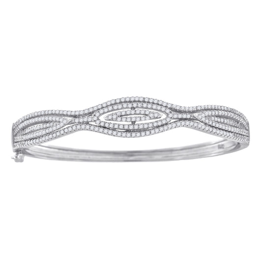 Sterling Silver Womens Micropave Cubic Zirconia Fashion Bangle