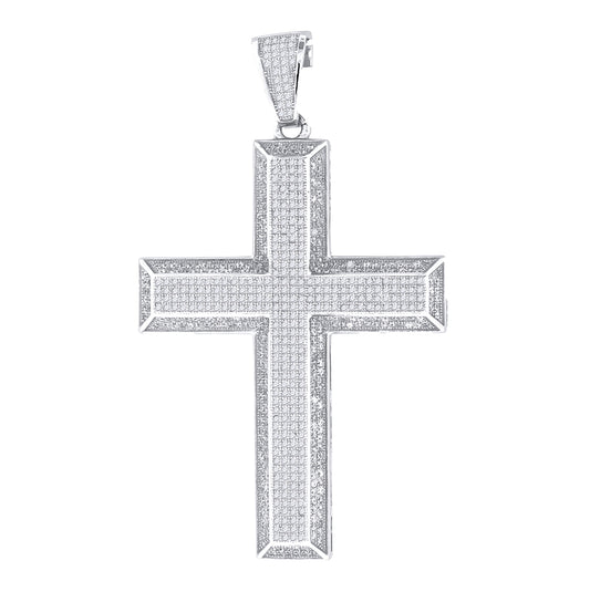 Sterling Silver Or Yellow-Tone Unisex Cubic Zirconia Cross Religious Charm Pendant