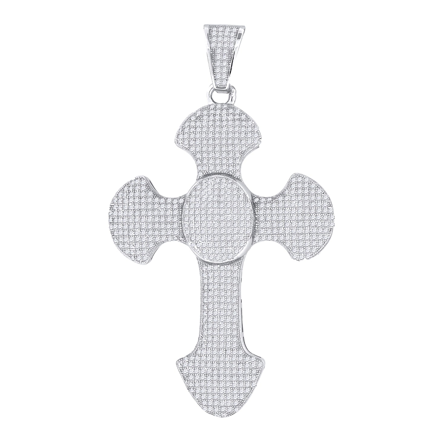 Sterling Silver Unisex Cubic-Zirconia Cross Religious Charm Pendant
