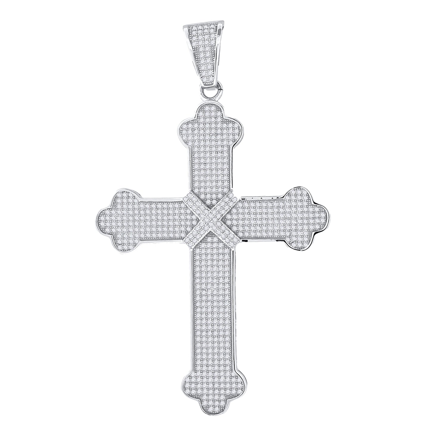 Sterling Silver Unisex Cubic-Zirconia Cross Religious Charm Pendant