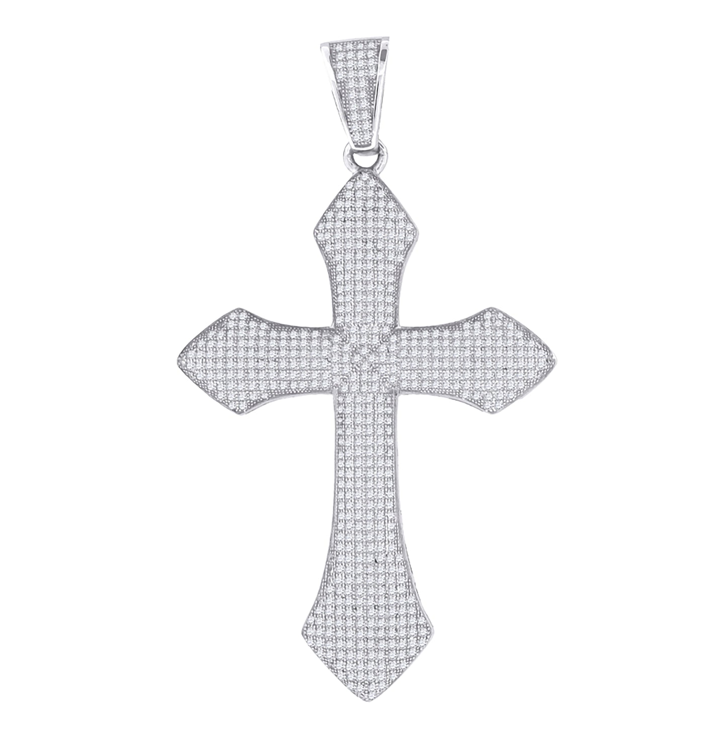 Sterling Silver Unisex Cubic-Zirconia Cross Religious Charm Pendant