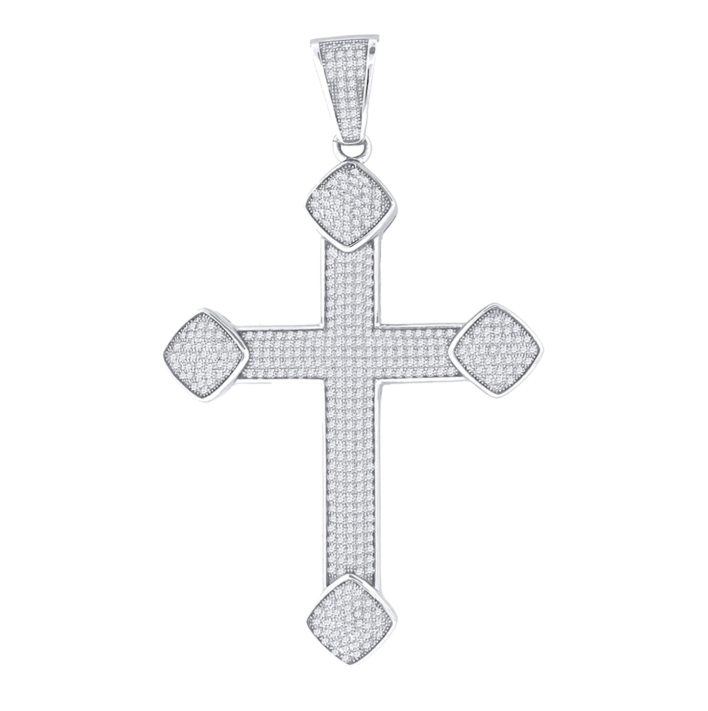 Sterling Silver Or Yellow-Tone Unisex Cubic Zirconia Cross Religious Charm Pendant