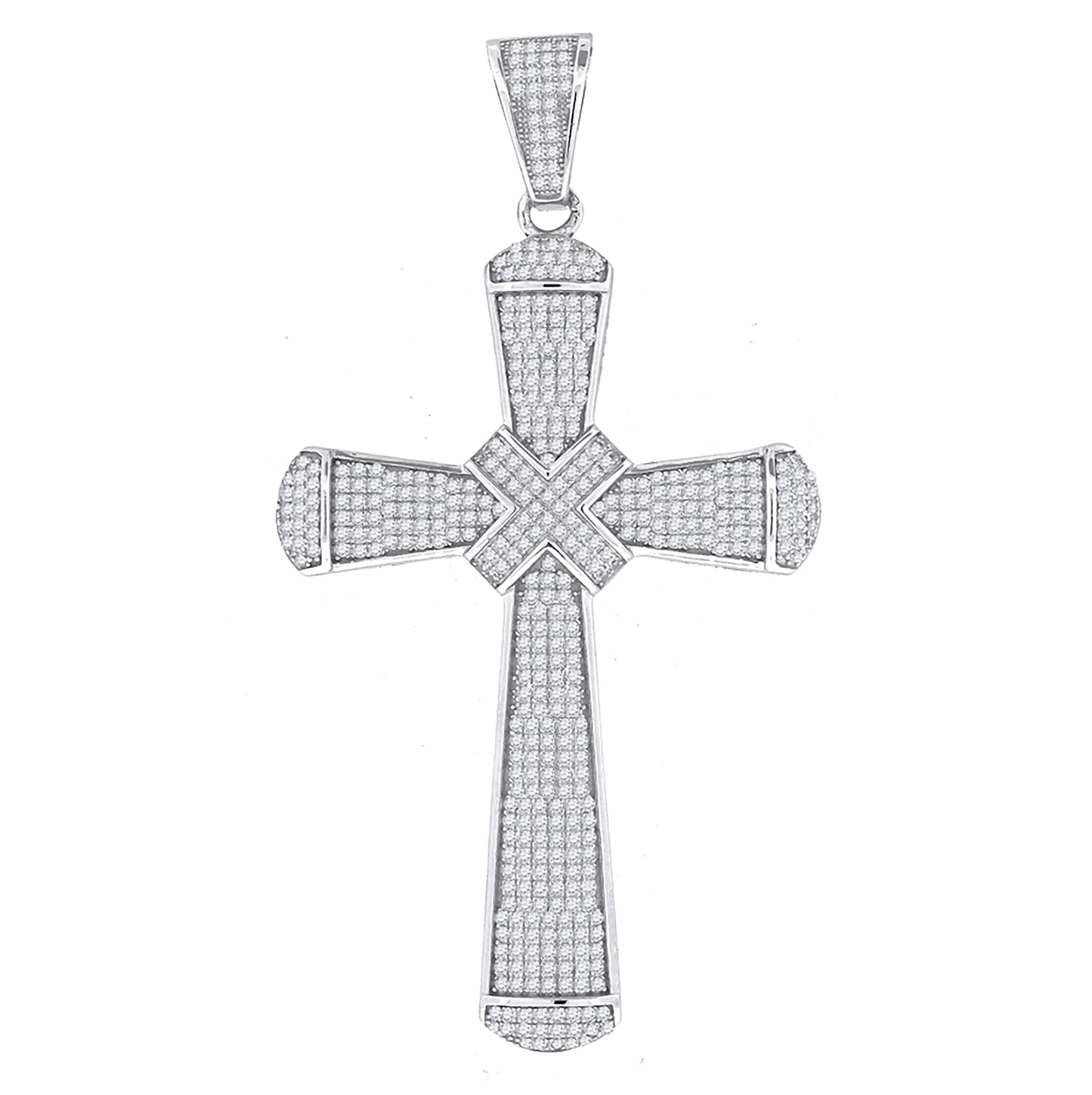 Sterling Silver Unisex Cubic-Zirconia Cross Religious Charm Pendant