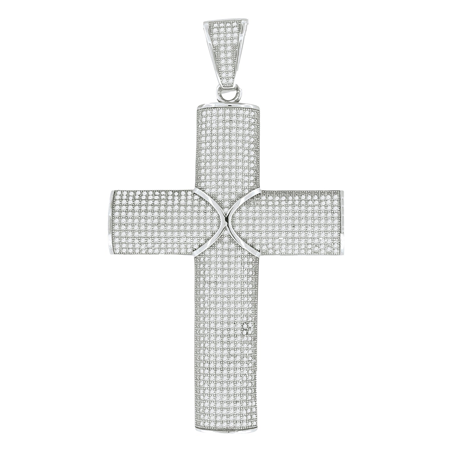 Sterling Silver Unisex Cubic-Zirconia Cross Religious Charm Pendant