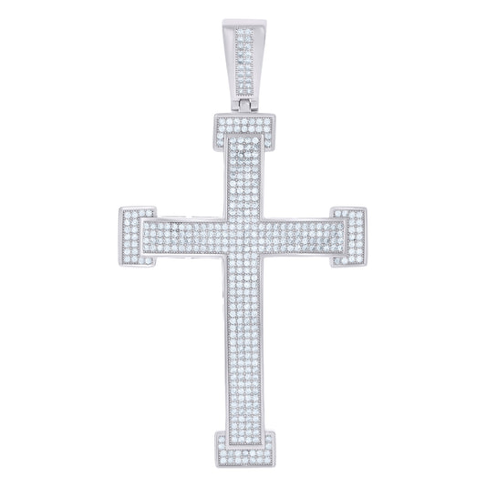 Sterling Silver Or Yellow-Tone Unisex Cubic Zirconia Cross Religious Charm Pendant
