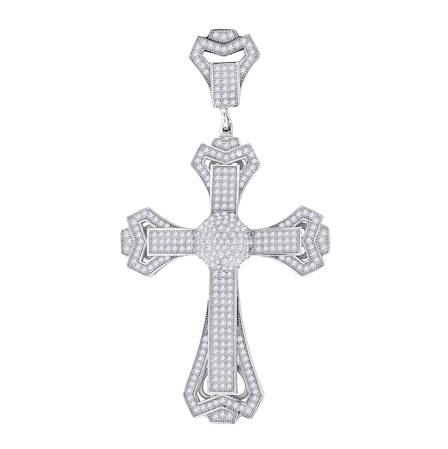 Sterling Silver Unisex Cubic-Zirconia Cross Religious Charm Pendant