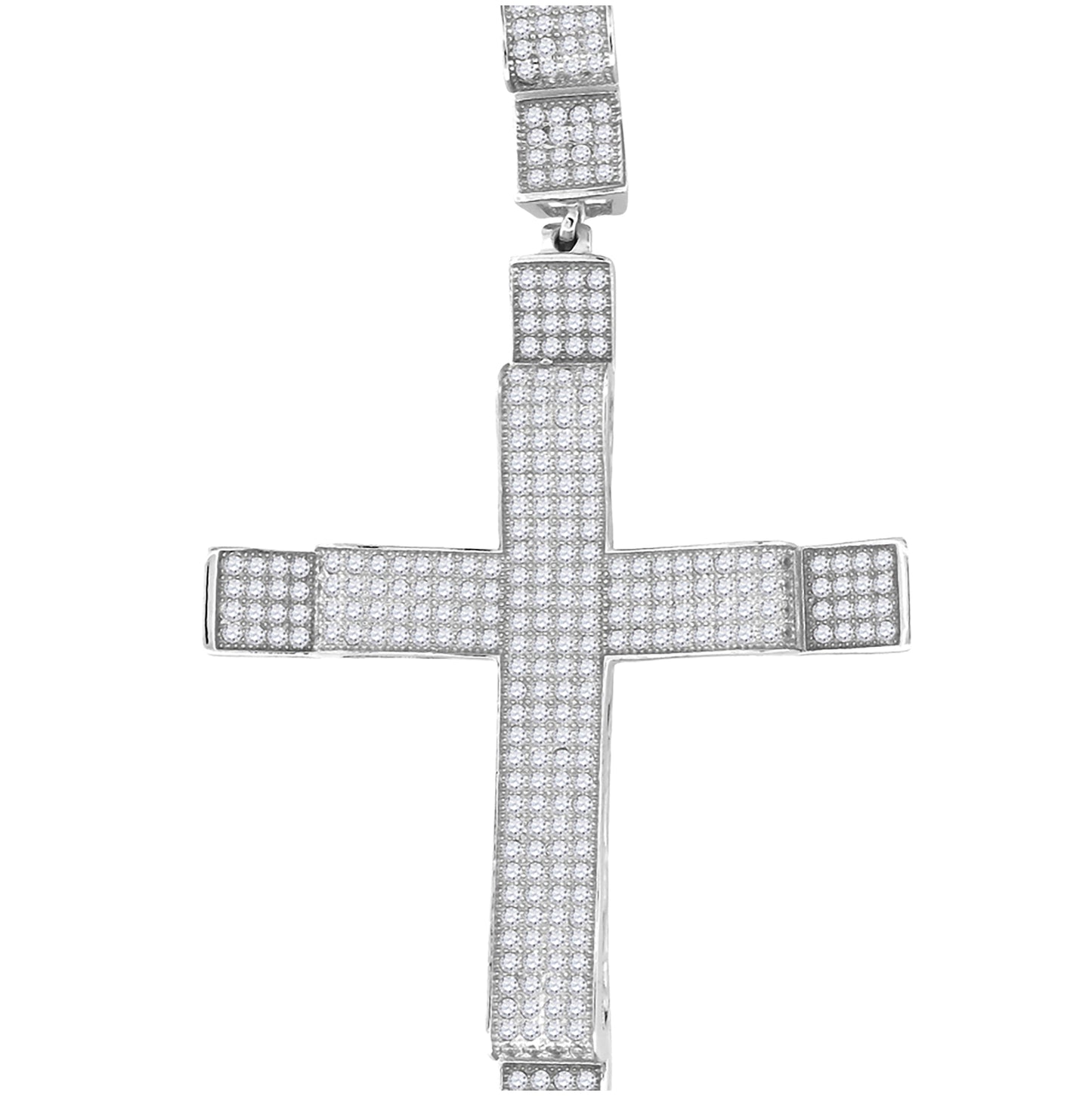 Sterling Silver Unisex Cubic-Zirconia Cross Religious Charm Pendant