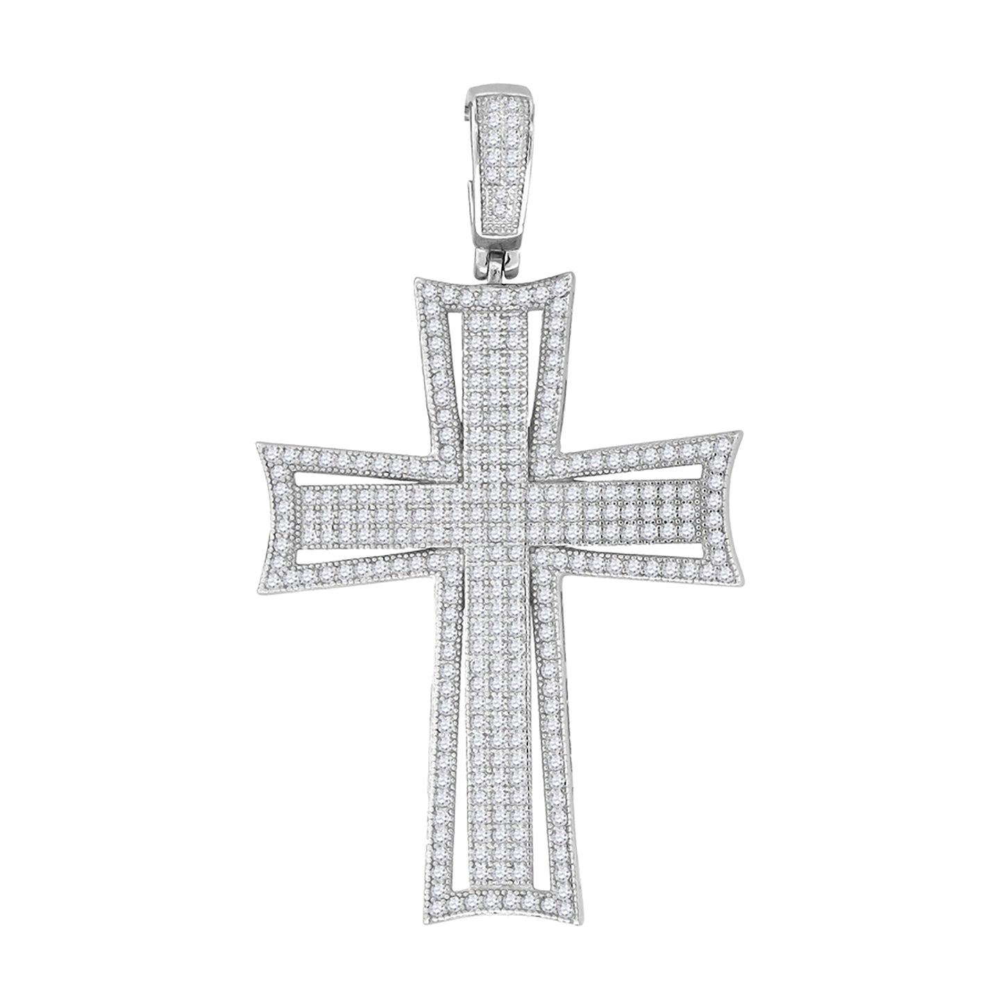 Sterling Silver Unisex Cubic-Zirconia Cross Religious Charm Pendant