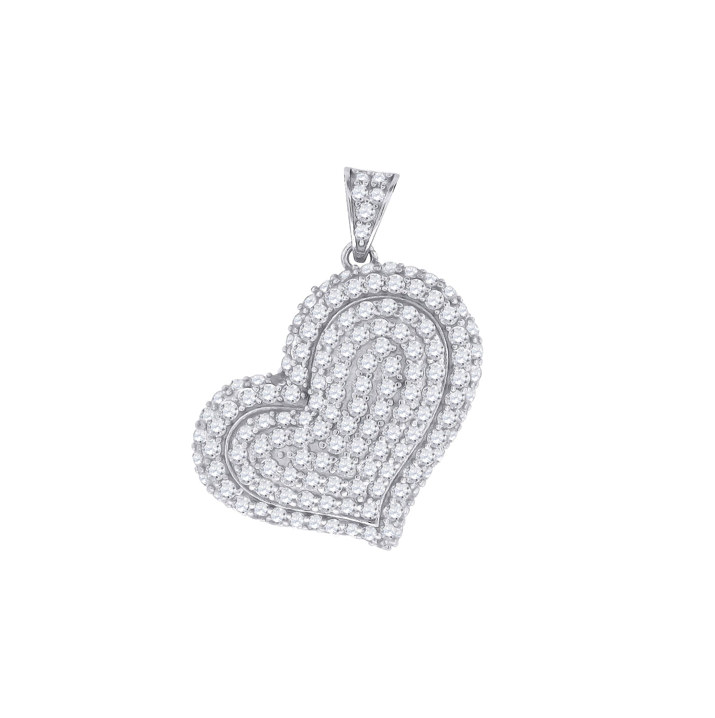 Sterling Silver Womens Cubic-Zirconia Heart Charm Pendant